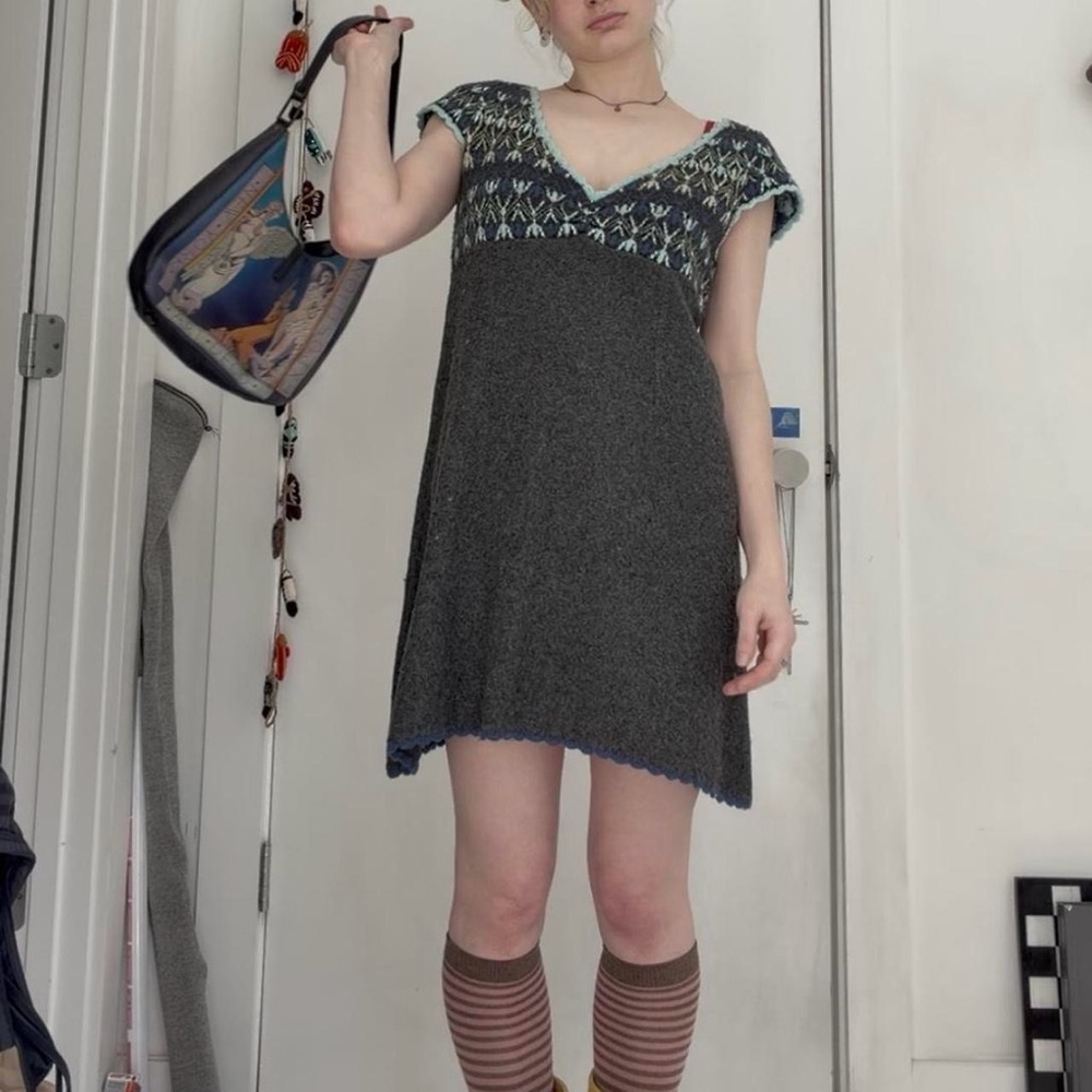 Free people fair isle wool mini dress